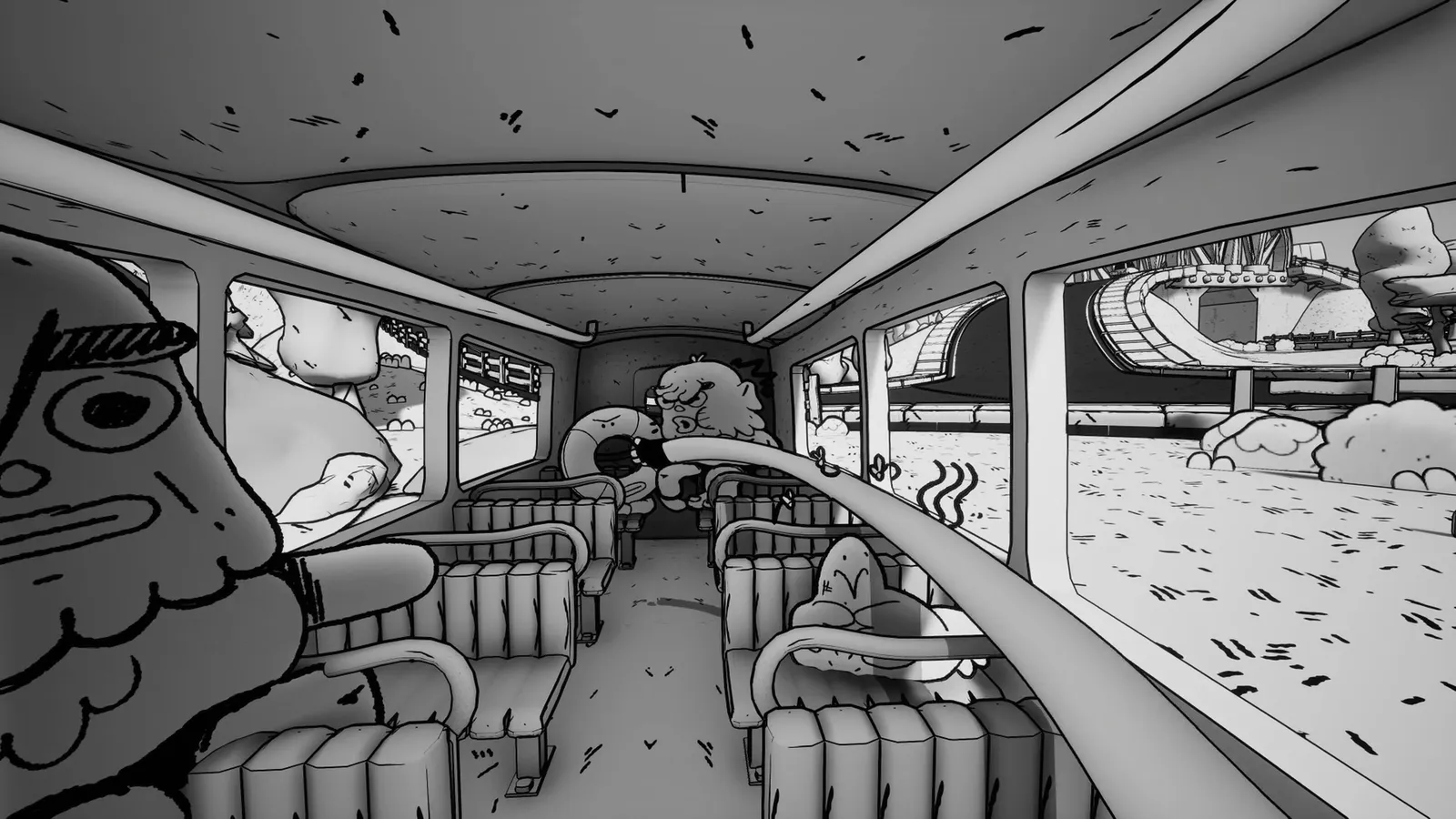 Thank You Bus Driver announce screenshot showing the bus driver slapping a rowdy passenger mid-route