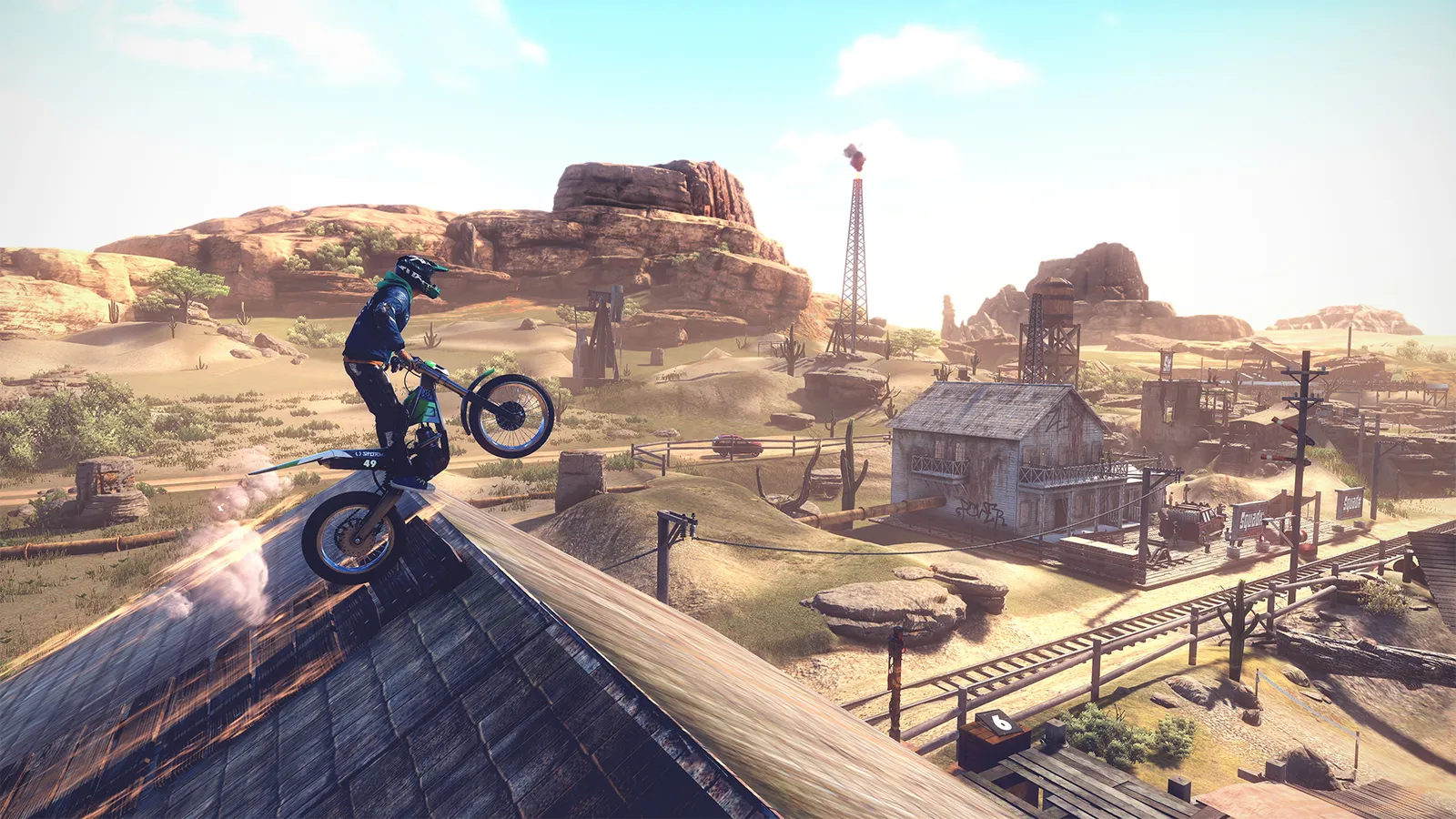 Official Trials Rising screenshot of a motorbike rider tackling an obstacle course
