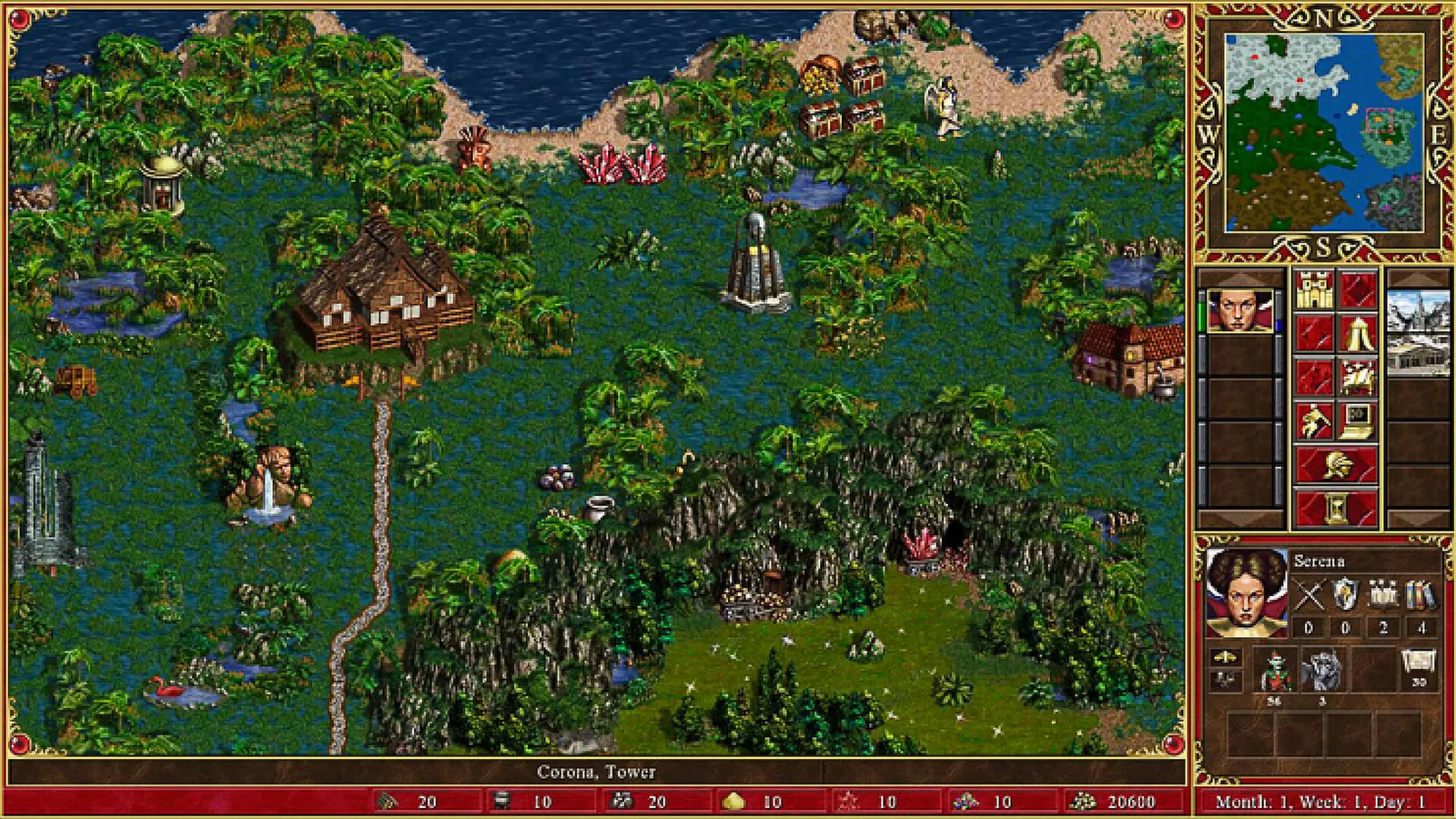 Heroes of Might and Magic III combat screen with unit stats and spell icons