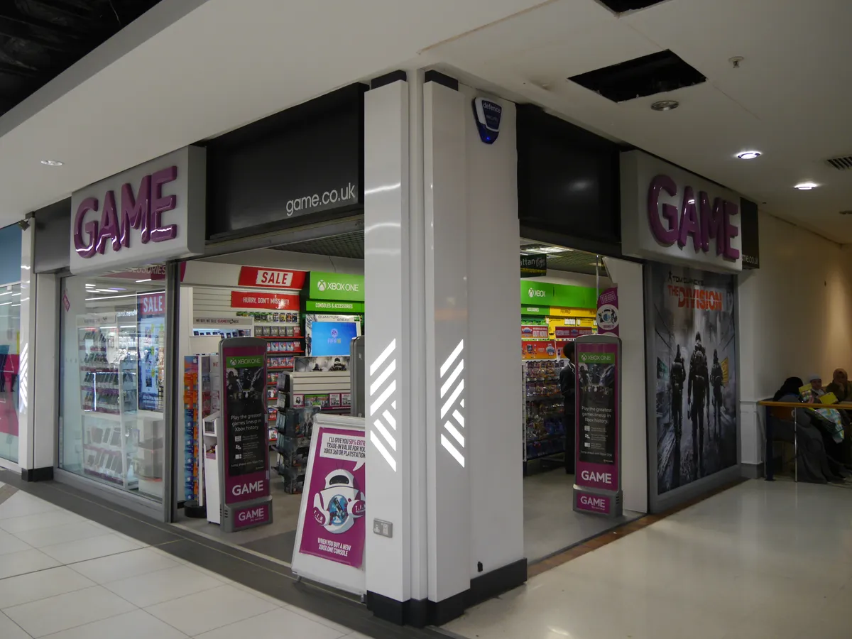 GAME store exterior at Kings Mall in Hammersmith, London, photographed March 2016