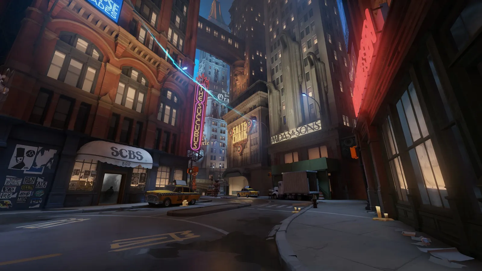 Official Deadlock City Never Sleeps screenshot of the Broadway blue lane