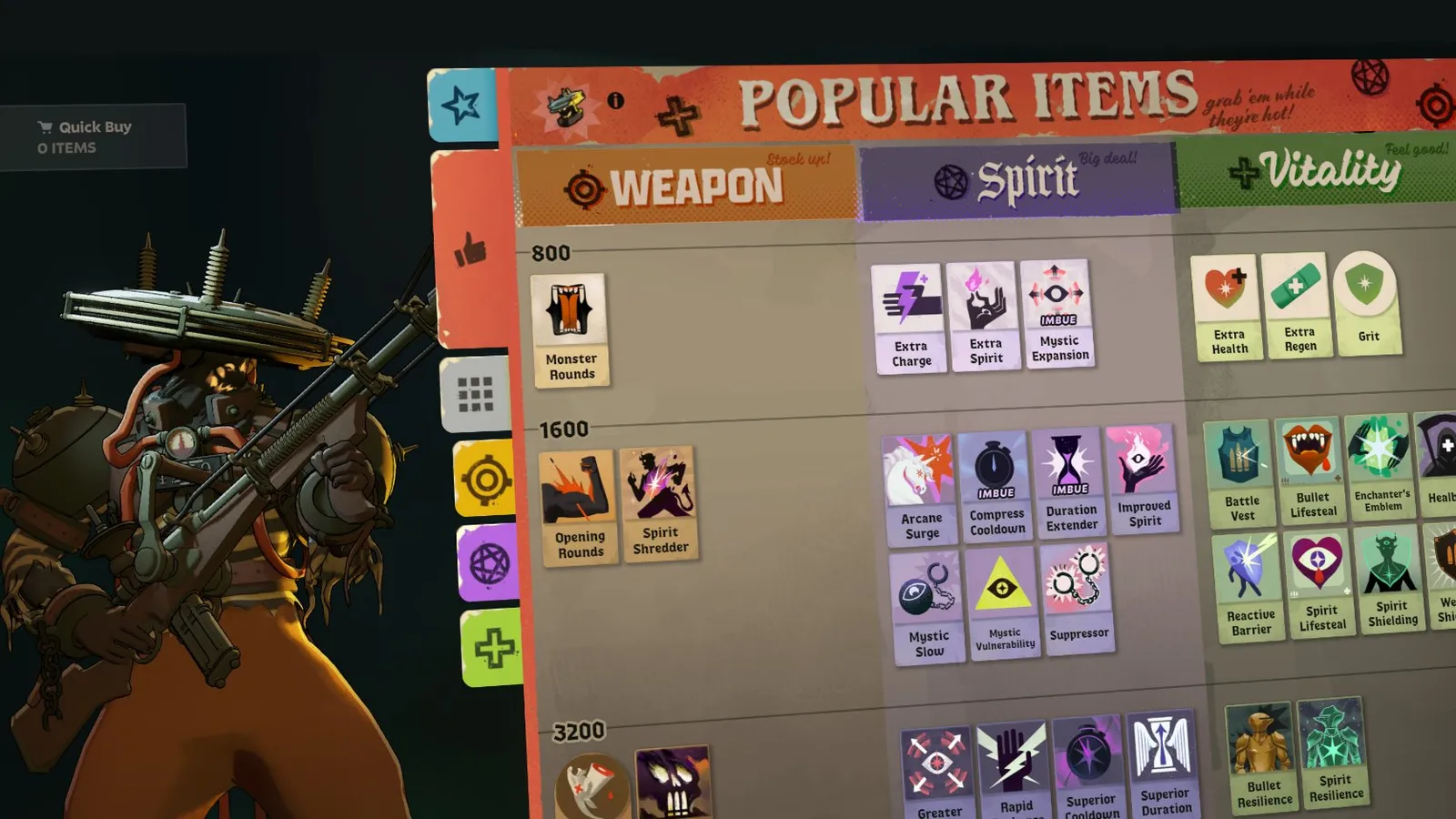 Official Deadlock City Never Sleeps screenshot of the new shop with popular items
