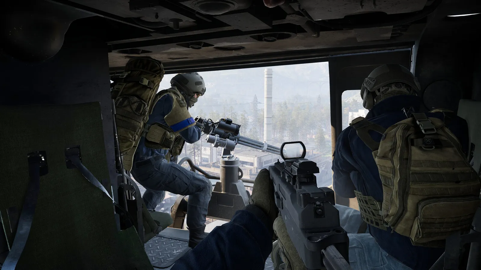 WARDOGS armored vehicle rolling through a ruined industrial map