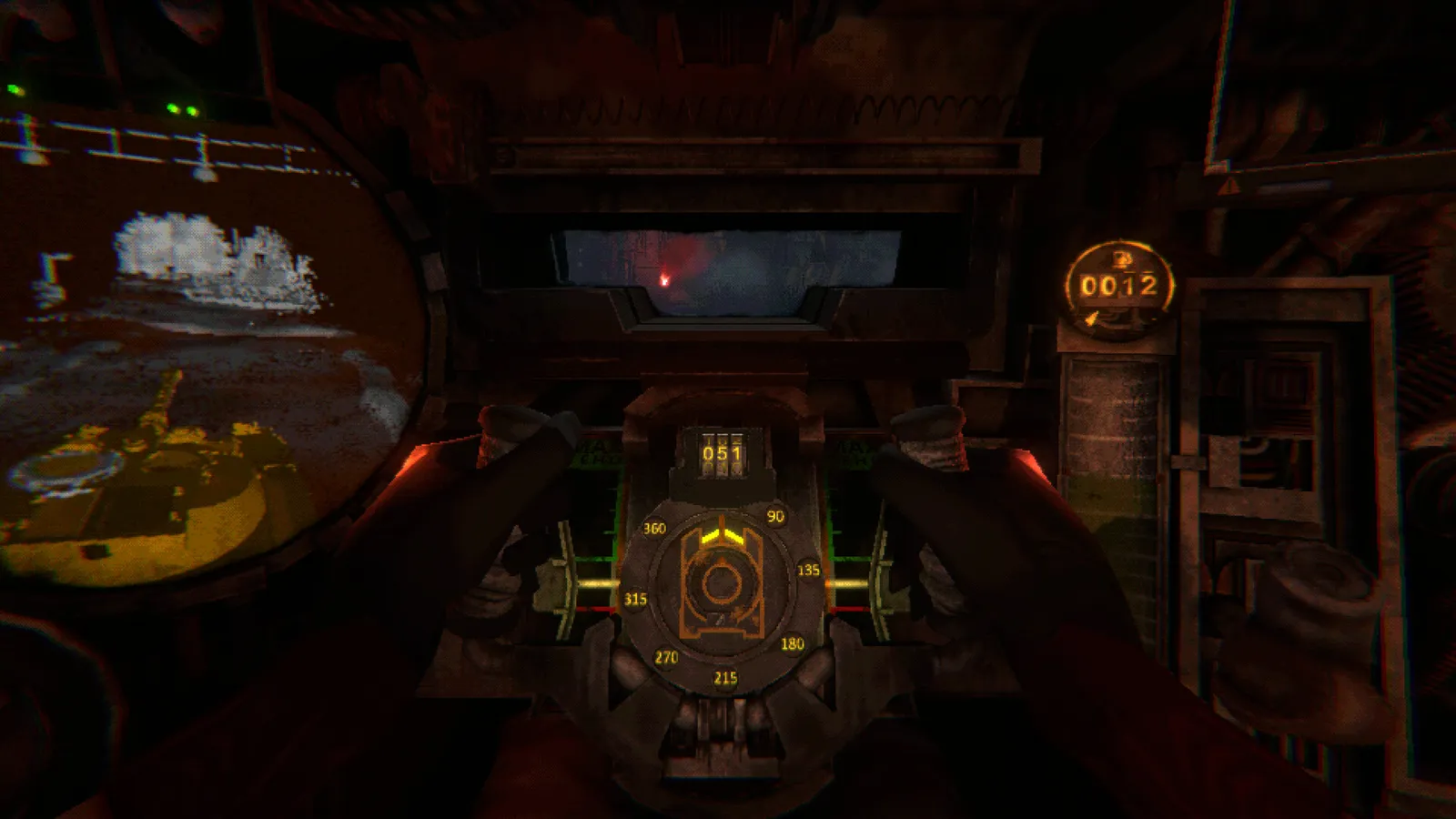 Carcass Clad gunner scoped view targeting enemy tank in a ruined city street