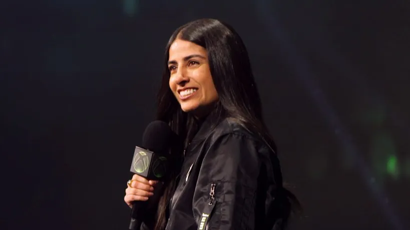 Asha Sharma, CEO of Xbox, speaking on stage at the Xbox Games Showcase in June 2026