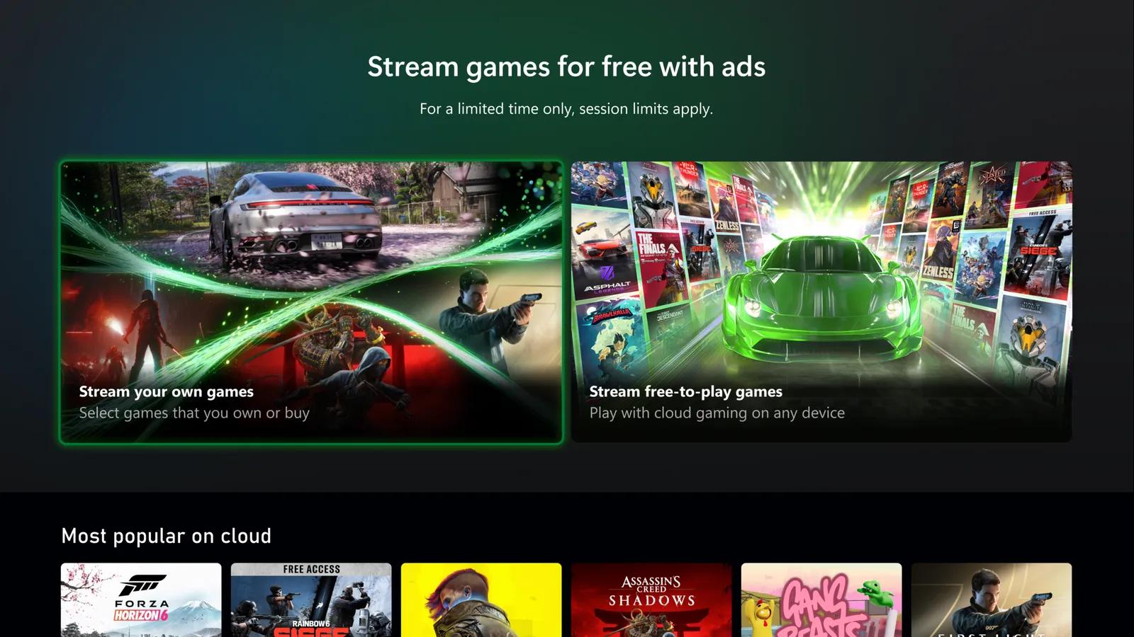 Official Xbox Wire graphic for the ad-supported Xbox cloud game streaming test for Insiders