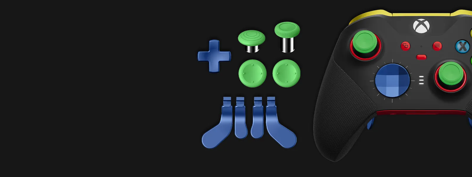 Customized Xbox Elite Wireless Controller Series 2 with add-on parts in several colors, the controller line the Series 3 leak builds on