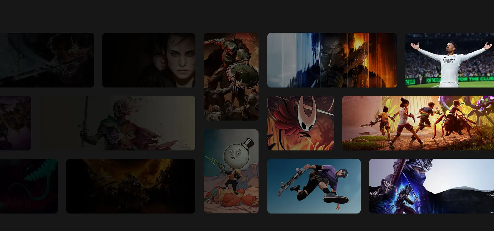 Official Xbox Game Pass Ultimate promotional image showing a library of games available through the subscription service