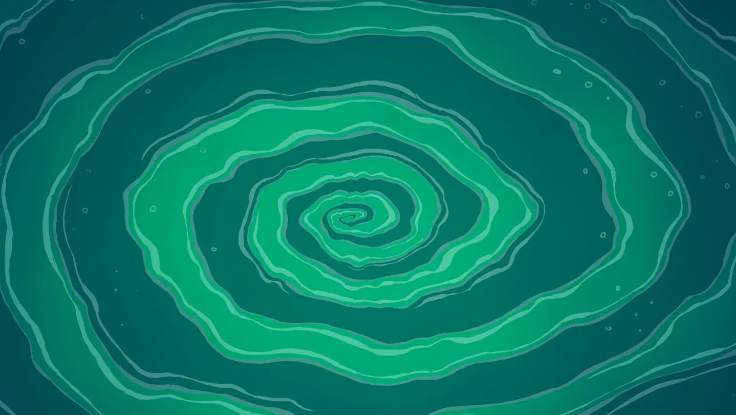Raz flying through a colorful psychedelic mindscape in Psychonauts 2 by Double Fine