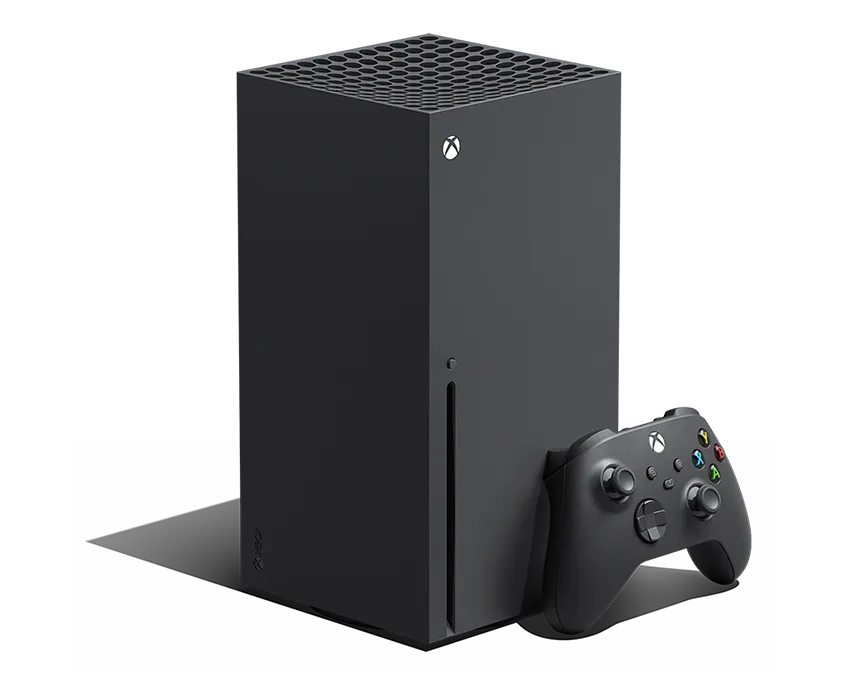 XBOX Series X 1TB Carbon Black console with wireless controller on a white background