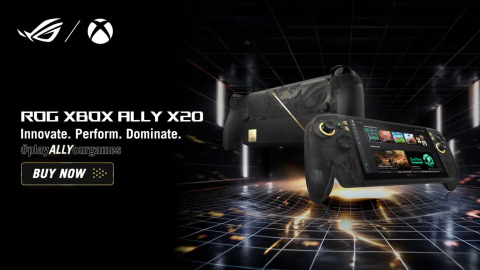 Official Xbox Wire hero image for the ROG Xbox Ally X20 availability announcement