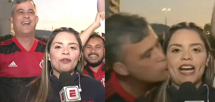 Flamenguista que beijou repórter é denunciado por crime de importunação sexual