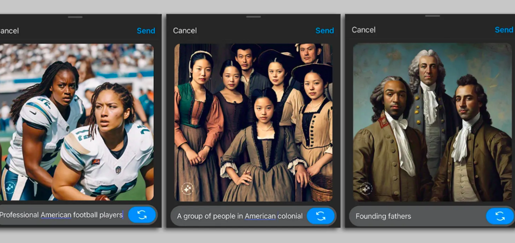 Captura de tela: imagens geradas por IA da ferramenta Imagine da Meta AI dentro de mensagens diretas do Instagram.
