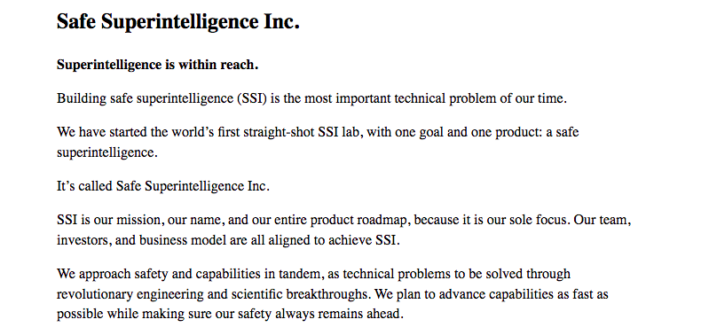 Safe Superintelligence