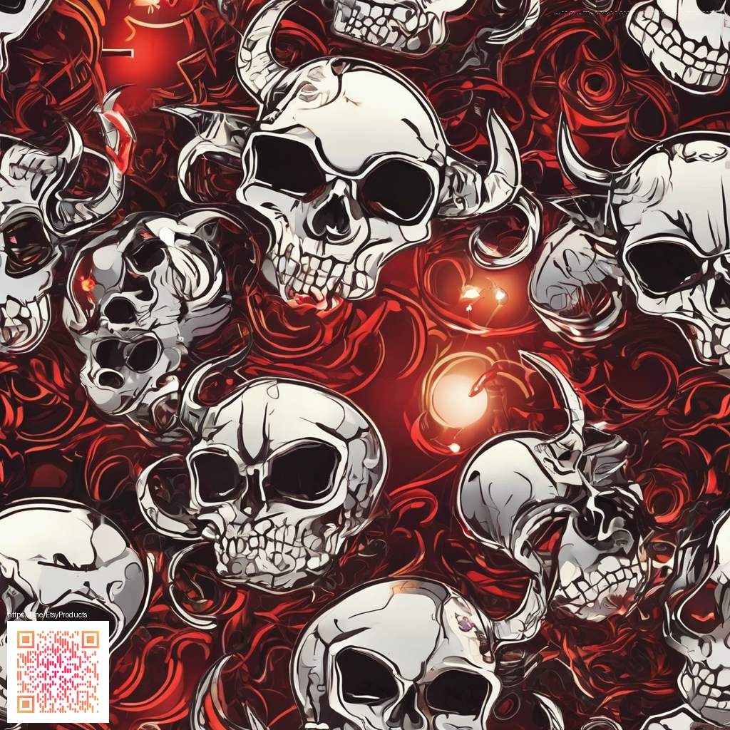 Skulls overlay pattern preview for digital fabric design
