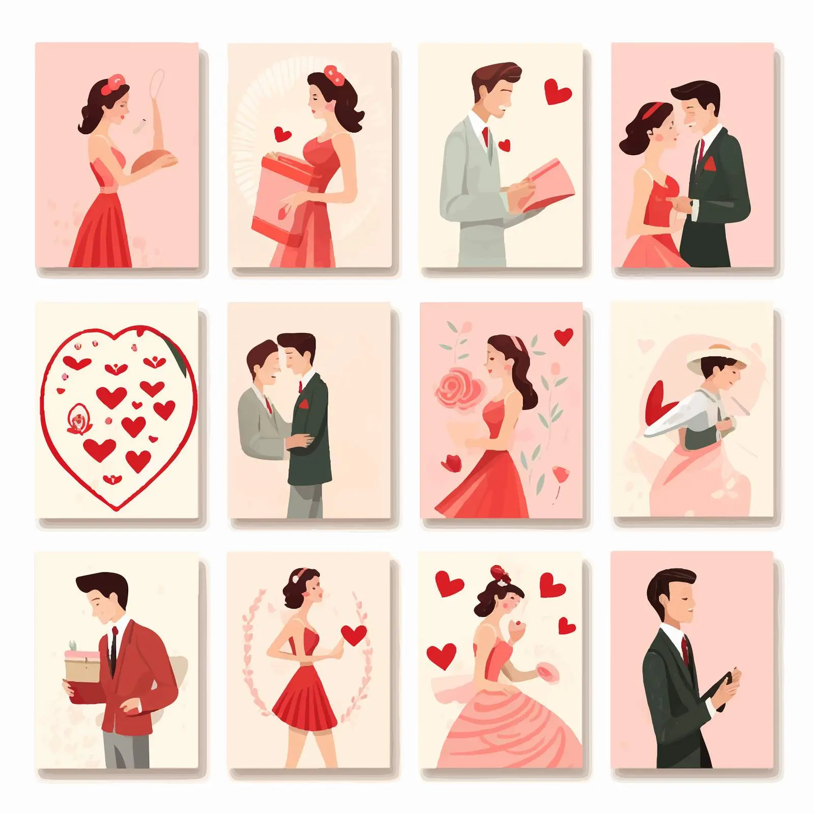 Retro Valentine's Day Greeting Card Templates — free download from Dotvec
