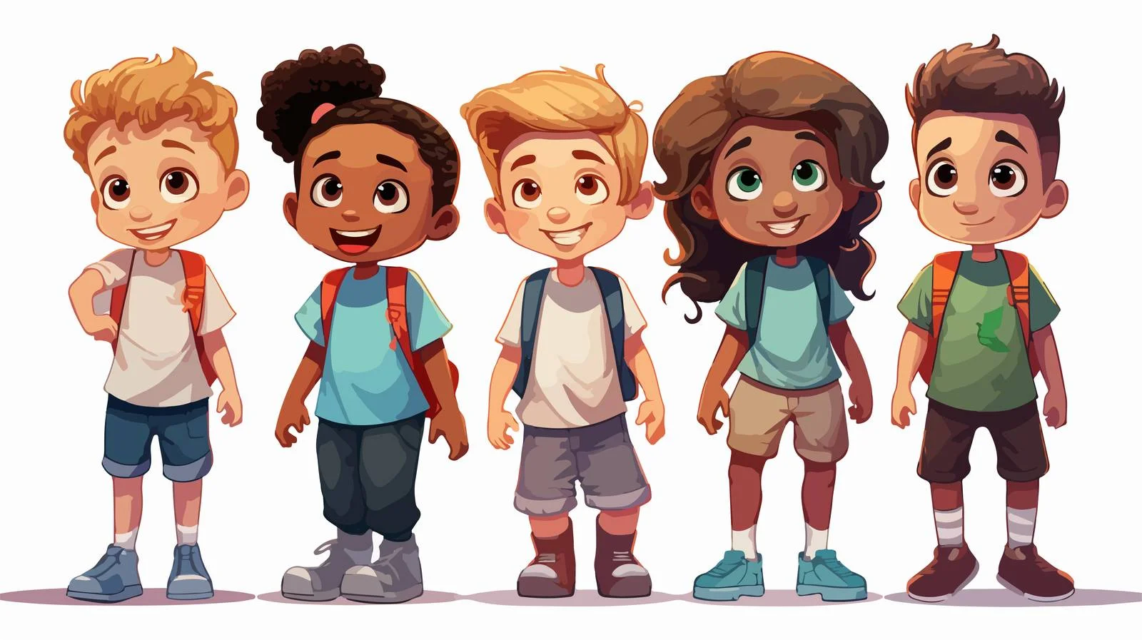 Colorful Kids Cartoon Vector Illustration — free download from Dotvec