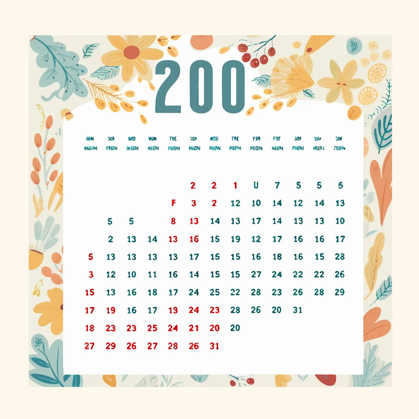 2020 Yearly Calendar Template for Stationery – free stationery collection image from Dotvec