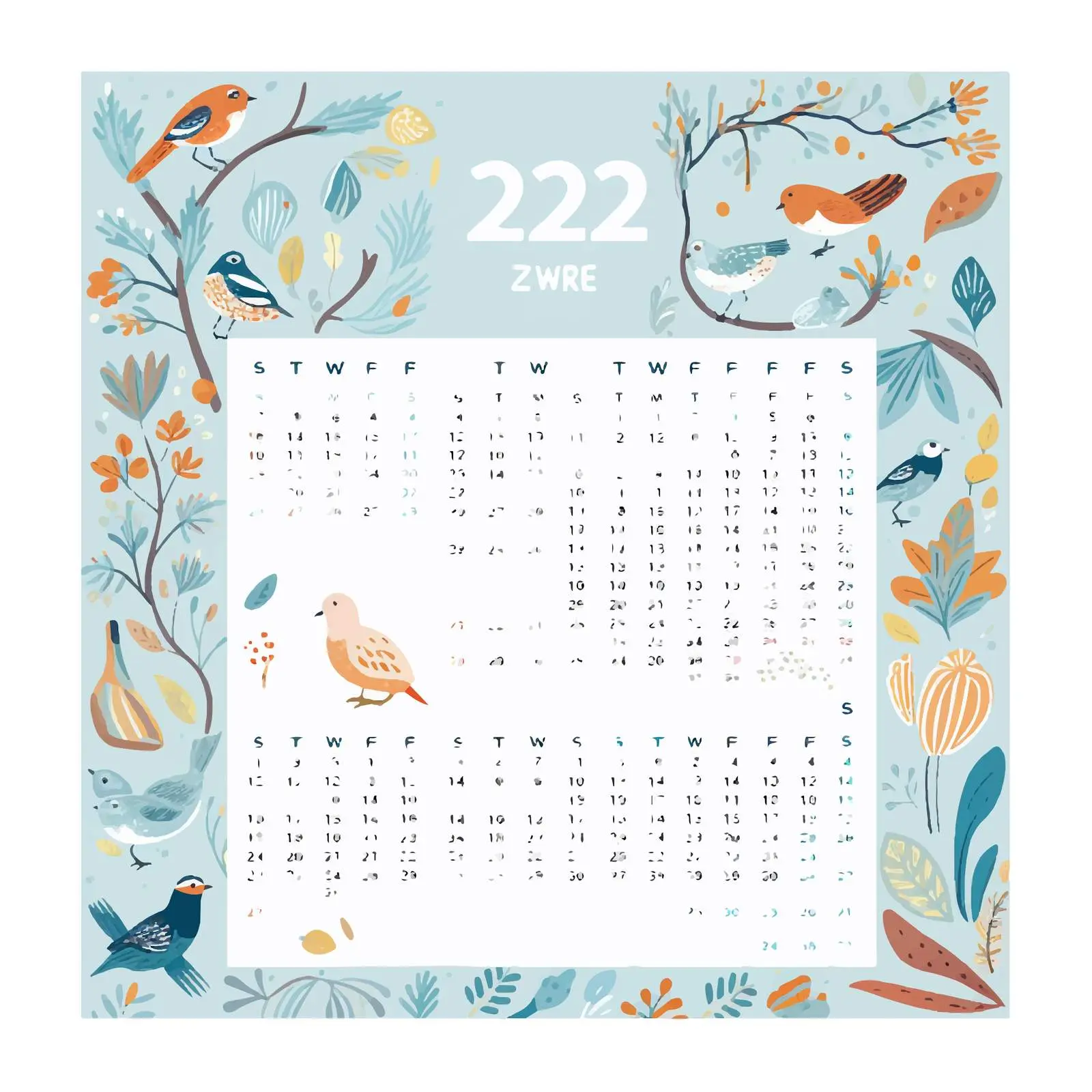 2022 Yearly Planner Calendar Template – free creative stationery image from Dotvec