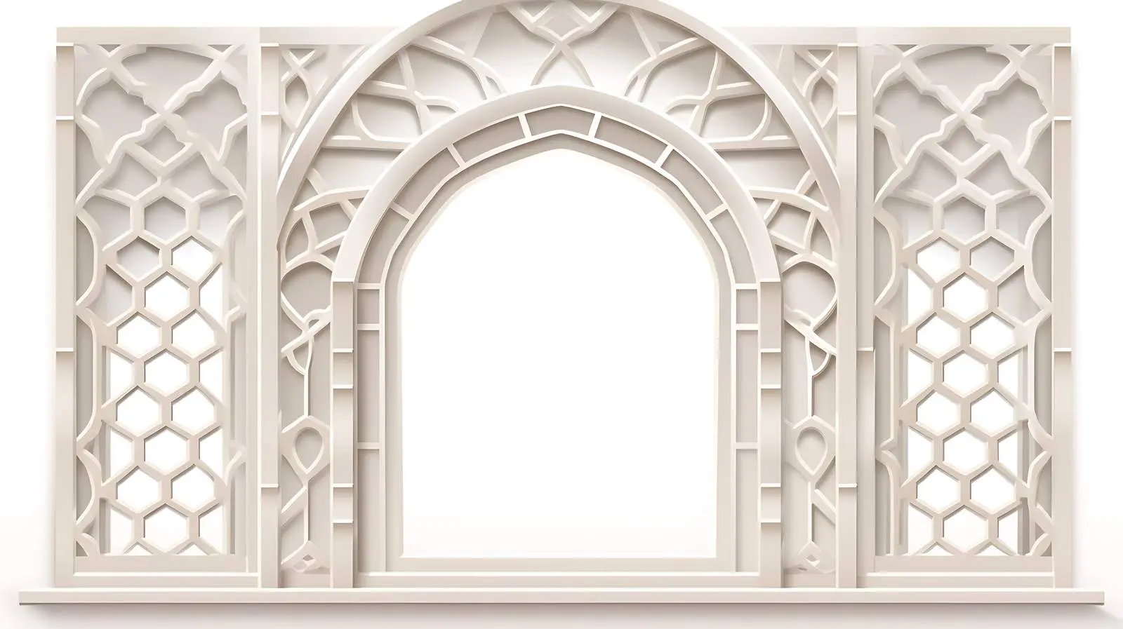 White Realistic Islamic Arches Rendering — free download from Dotvec