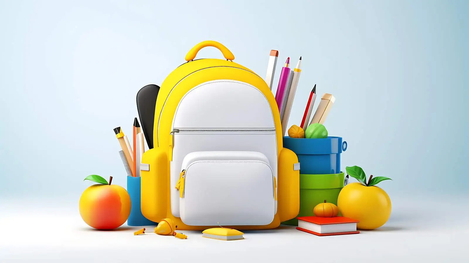 Colorful 3D School Stationery Banner Render — free download from Dotvec