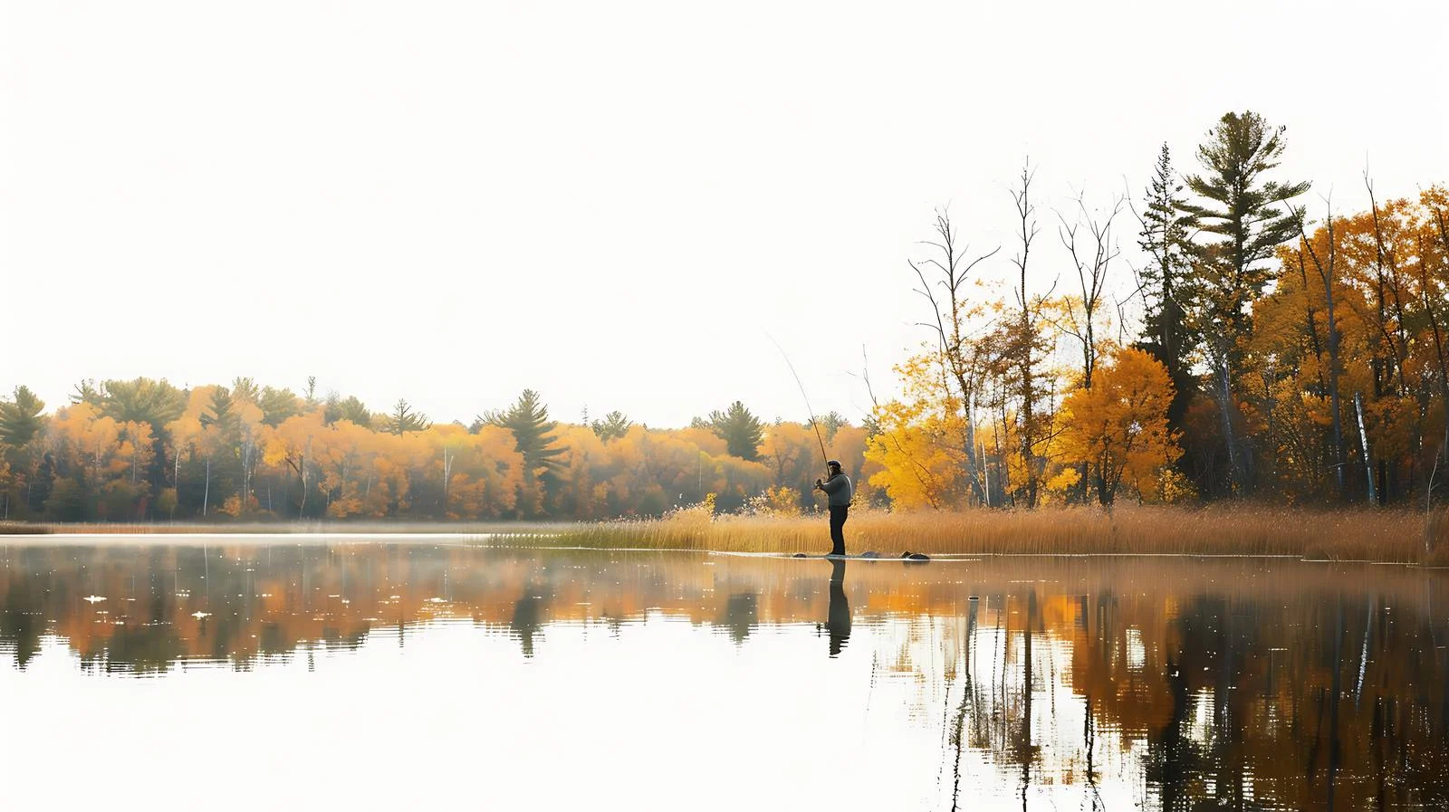 Vintage Caucasian Angler Fishing at Small Lake — free download from Dotvec