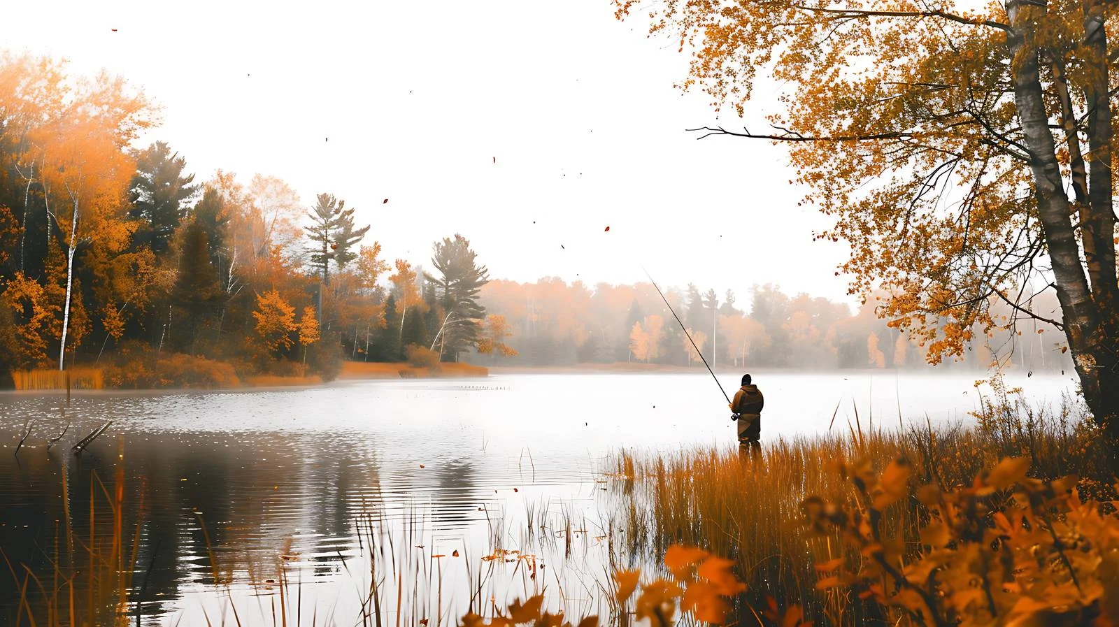 1940s Caucasian Angler Fishing on Small Lake — free download from Dotvec