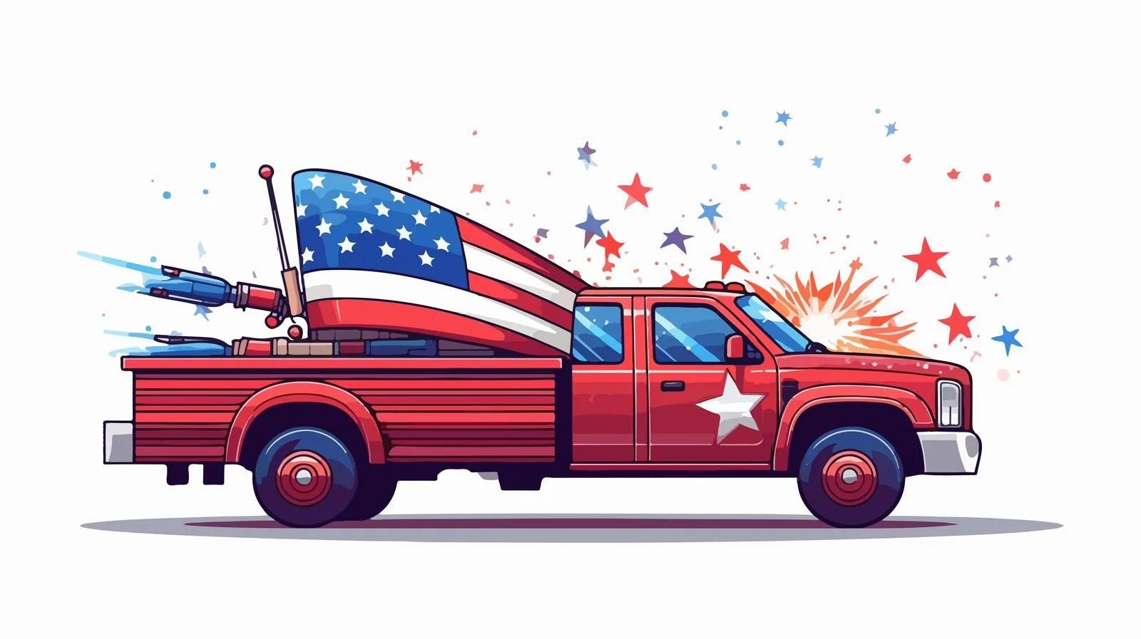 4th of July Truck with Rockets — free download from Dotvec