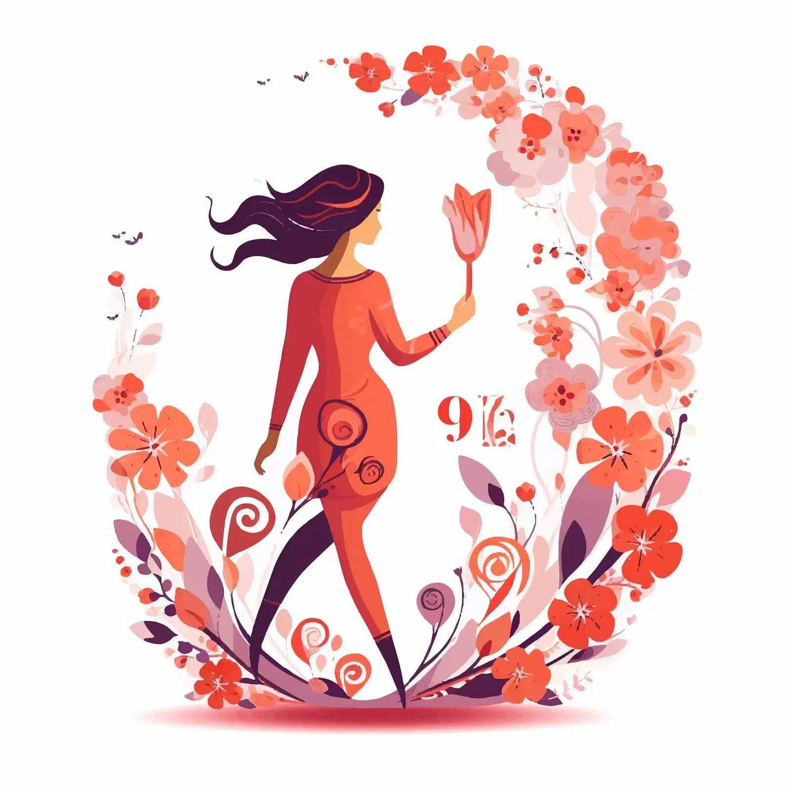 Womens Day Greeting Card Design with Flowers – free march image from Dotvec