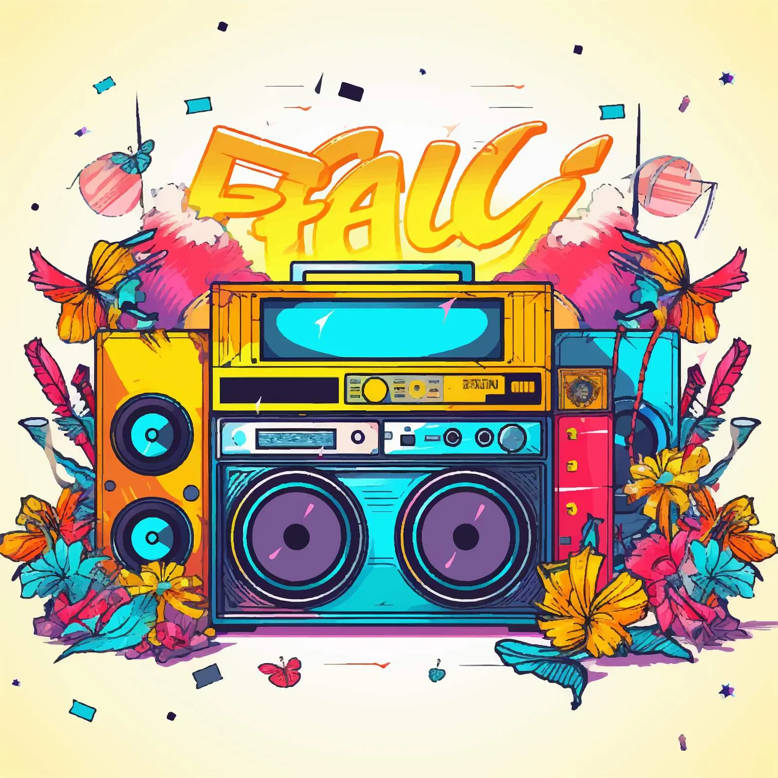 Retro 90s Party Poster Vector Illustration — free download from Dotvec