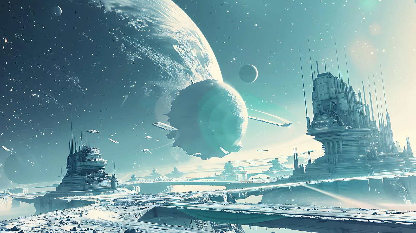 Futuristic Space Fictional Scenes Exploration — free download from Dotvec