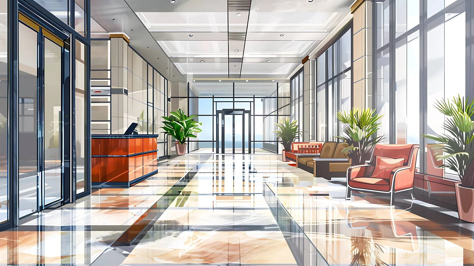Modern Spacious Corporate Building Interior Design — free download from Dotvec