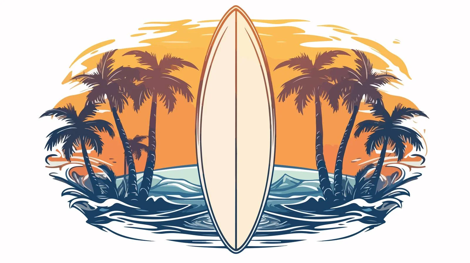 Tropical Badge with Sea and Surfboards — free download from Dotvec