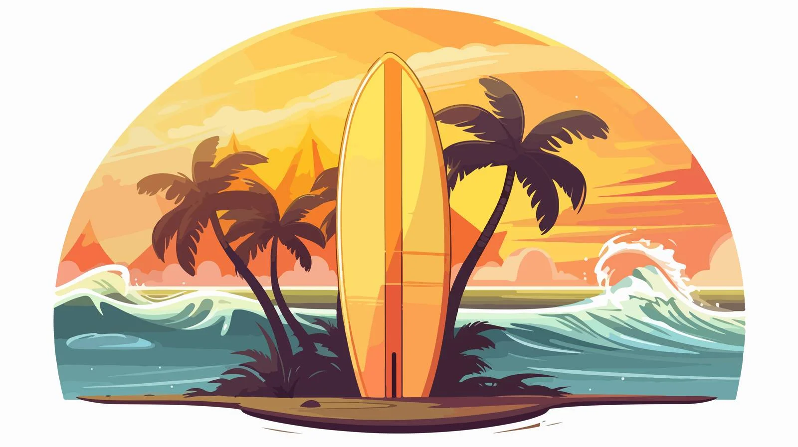 Tropical Badge with Sea Scene — free download from Dotvec