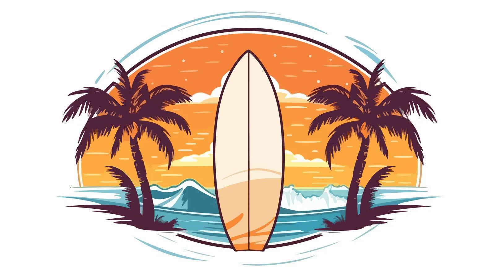 Tropical Surf Badge Design — free download from Dotvec