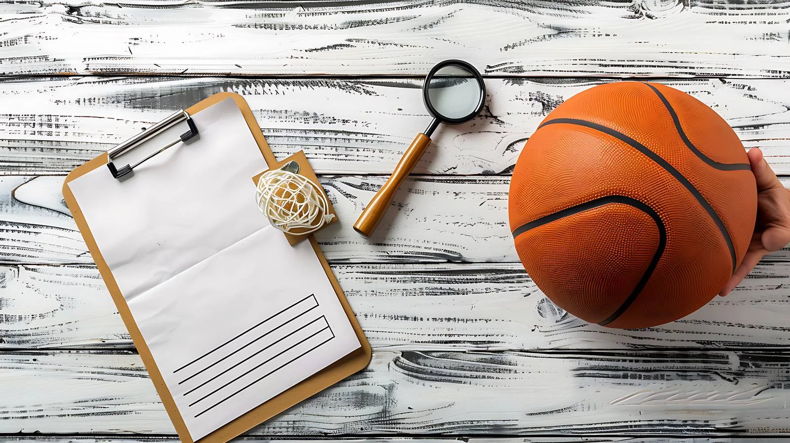 Basketball Equipment with Coach's Tools on Court — free download from Dotvec