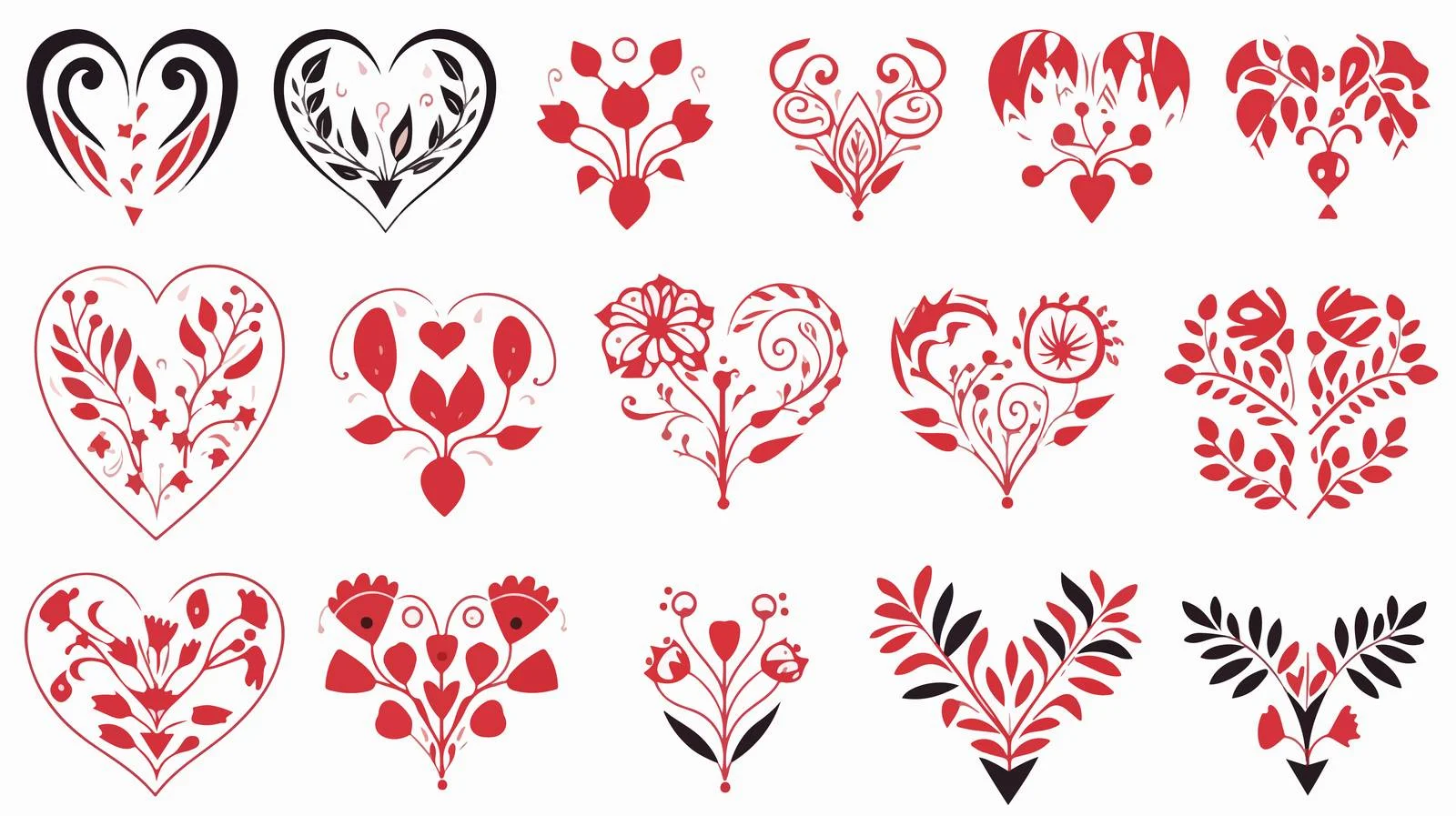 Heart Silhouette Set for Love Designs — free download from Dotvec