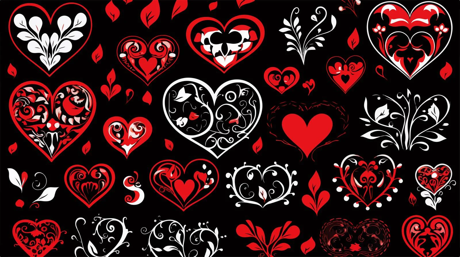 Love Heart Silhouettes Set — free download from Dotvec