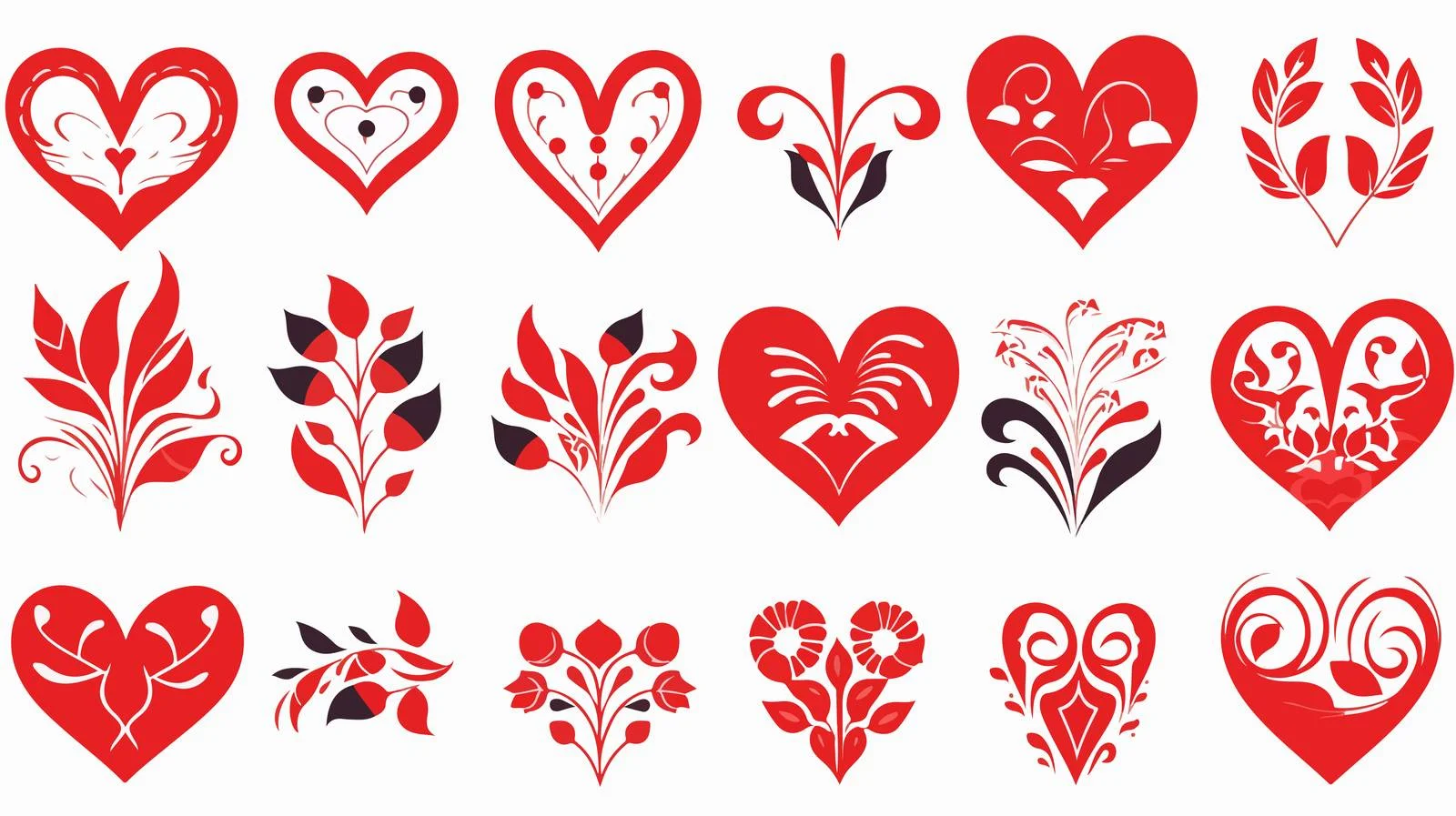 Love Heart Silhouettes Set Image — free download from Dotvec