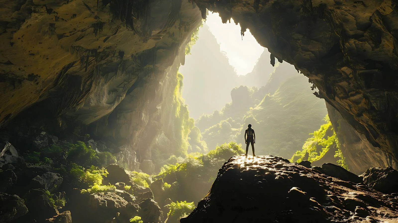 Brave Explorer at First Cave Entrance — free download from Dotvec