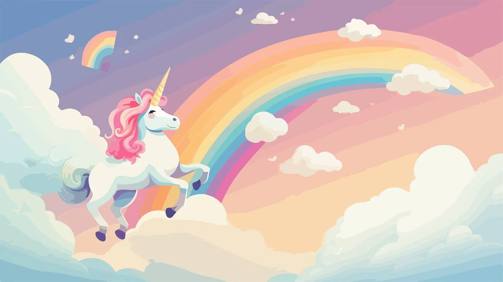 Majestic Unicorn Jumping Over Pastel Rainbow — free download from Dotvec