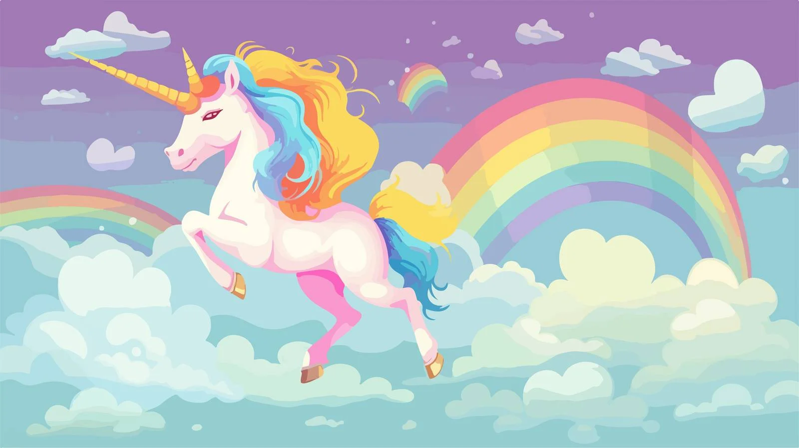 Enchanting Unicorn on Pastel Rainbow — free download from Dotvec