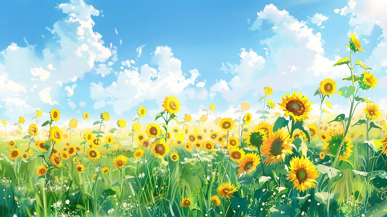 Sunflowers in Dusk Under Summer Sky — free download from Dotvec