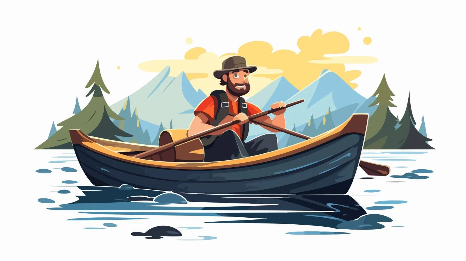 Fisherman Cartoon Vector Illustration in Boat — free download from Dotvec