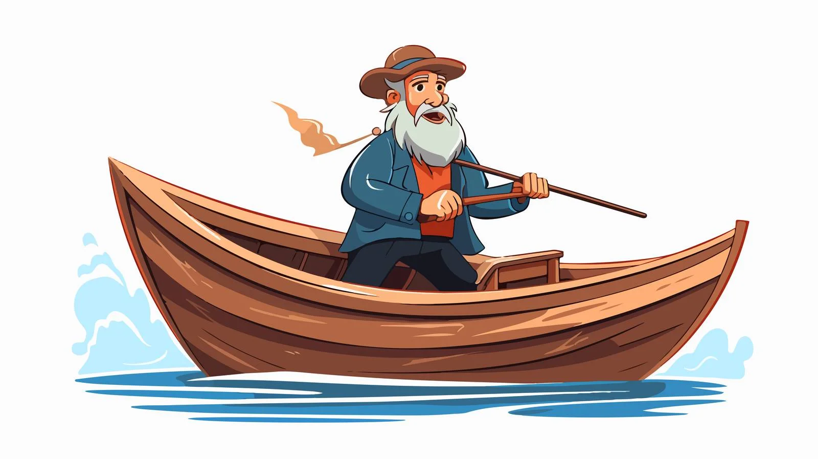 Fisher in Boat Cartoon Vector Illustration — free download from Dotvec