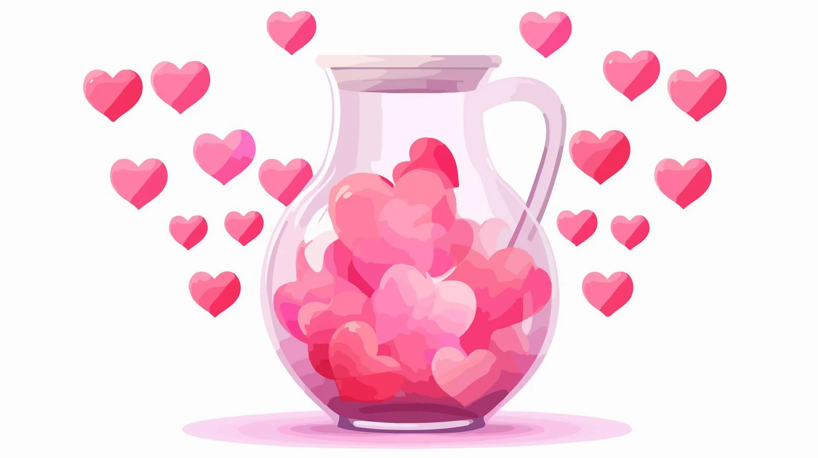 Heart-filled Glass Jug Display — free download from Dotvec