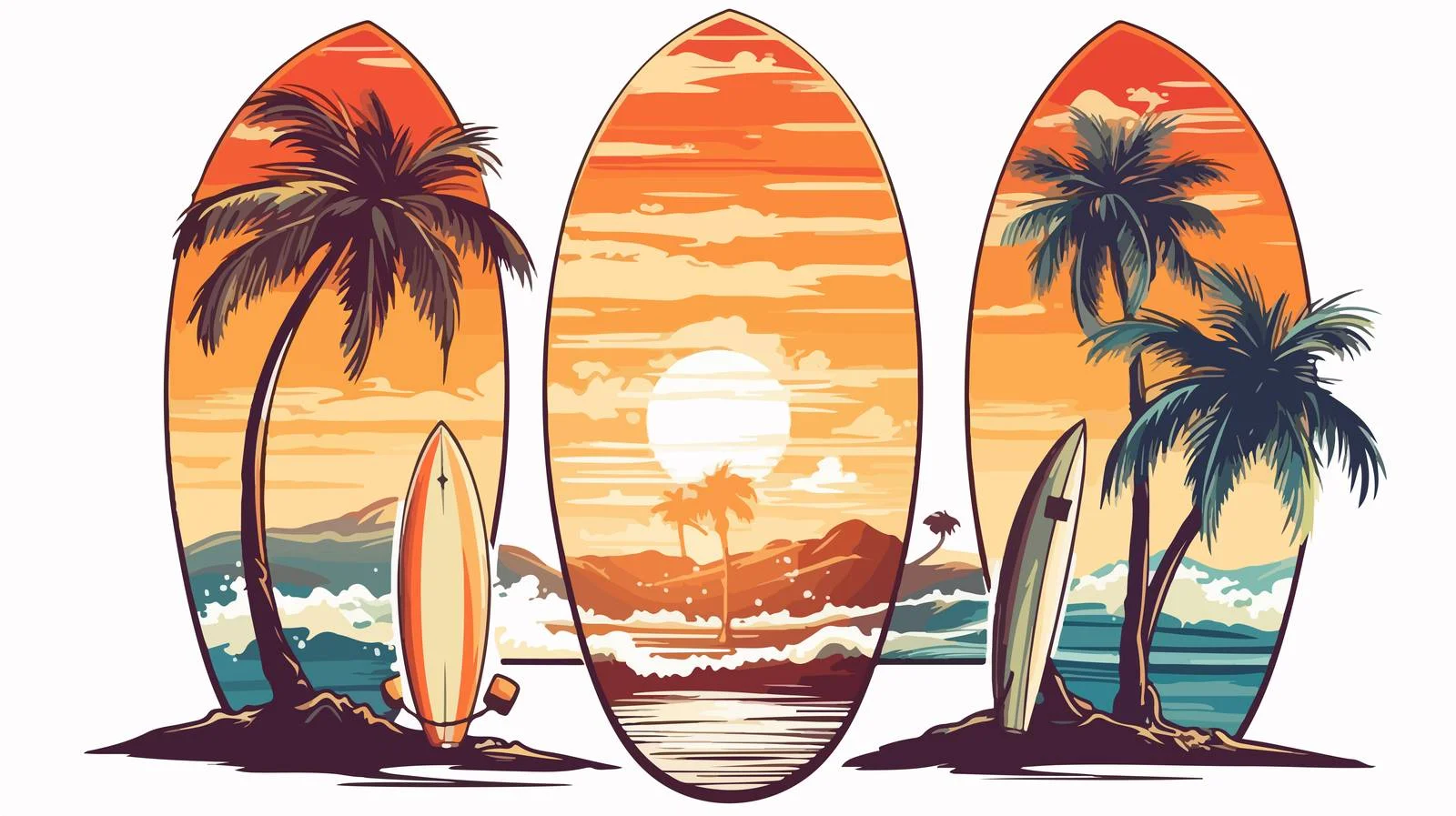 Tropical Surf Badge Illustration — free download from Dotvec