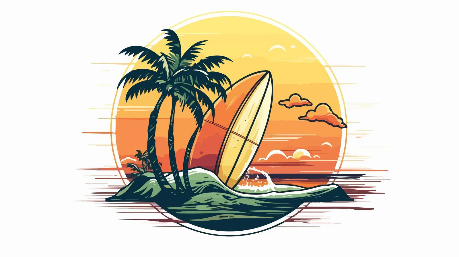 Hand-Drawn Beach Badge — free download from Dotvec