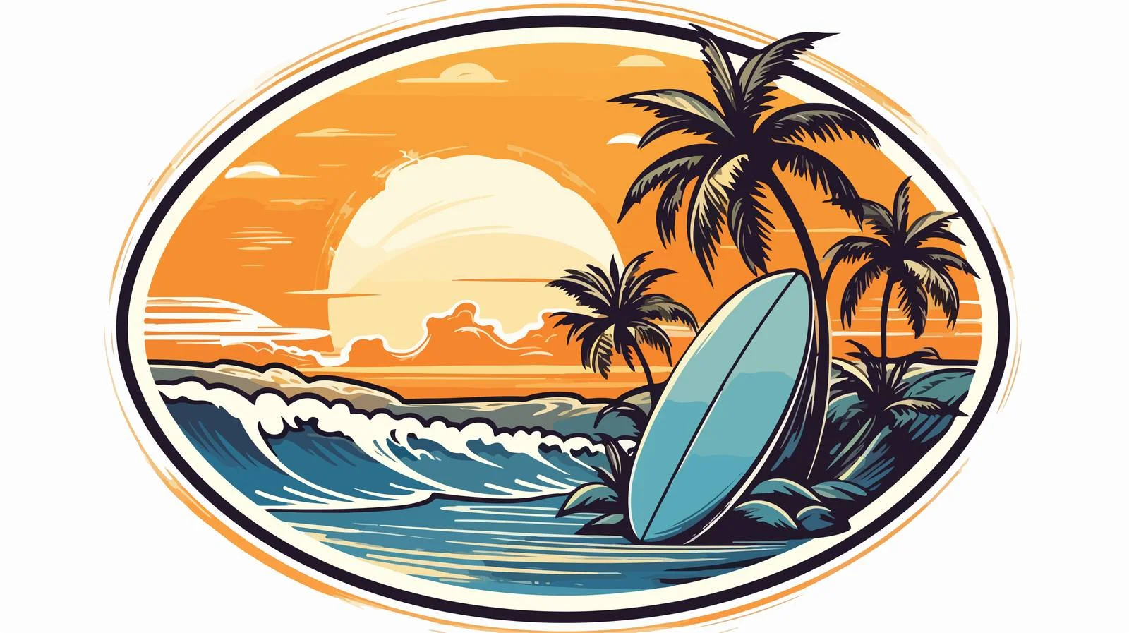 Tropical Surf Badge Illustration — free download from Dotvec