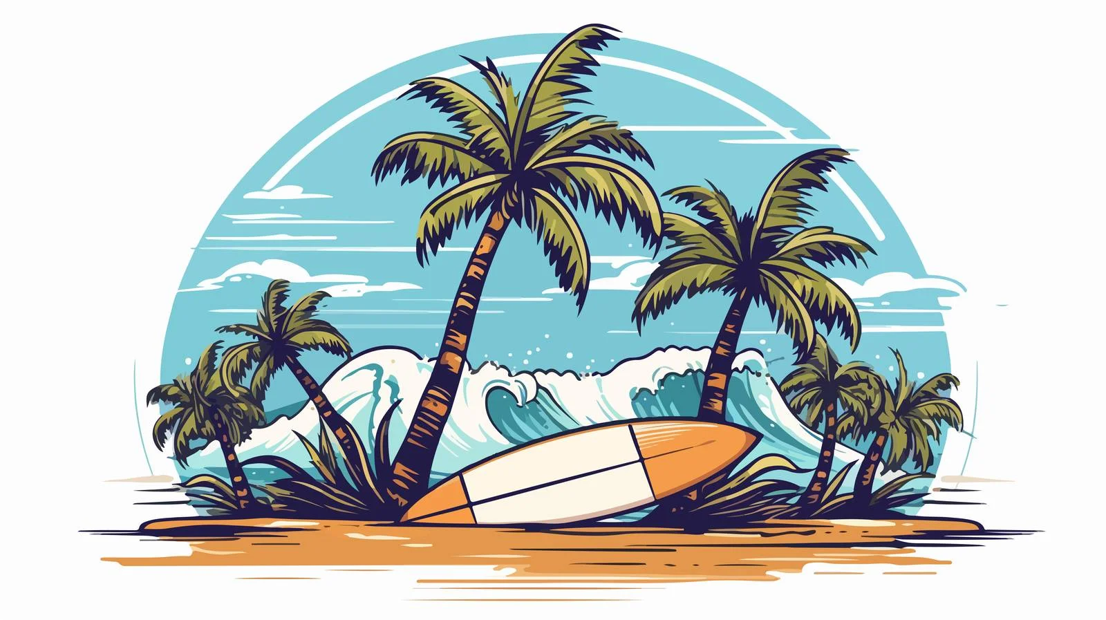 Tropical Surf Badge — free download from Dotvec